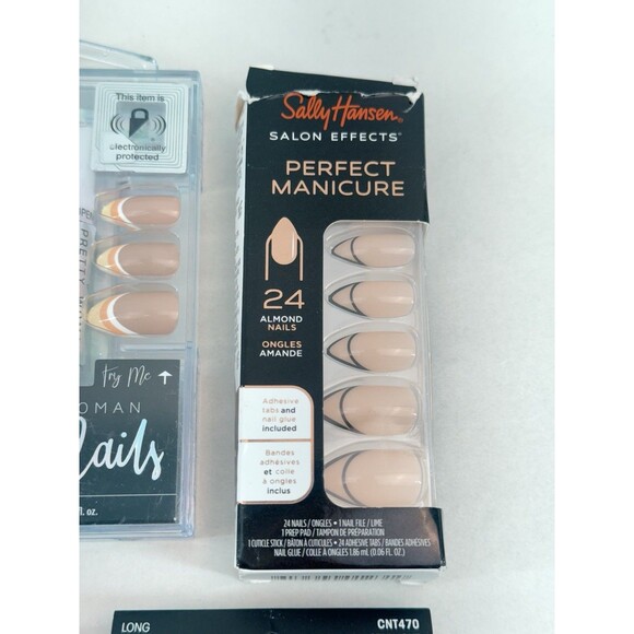 Professional False Nails - Press on Nails, Long, with Glue, color White and Red. - Picture 10 of 12